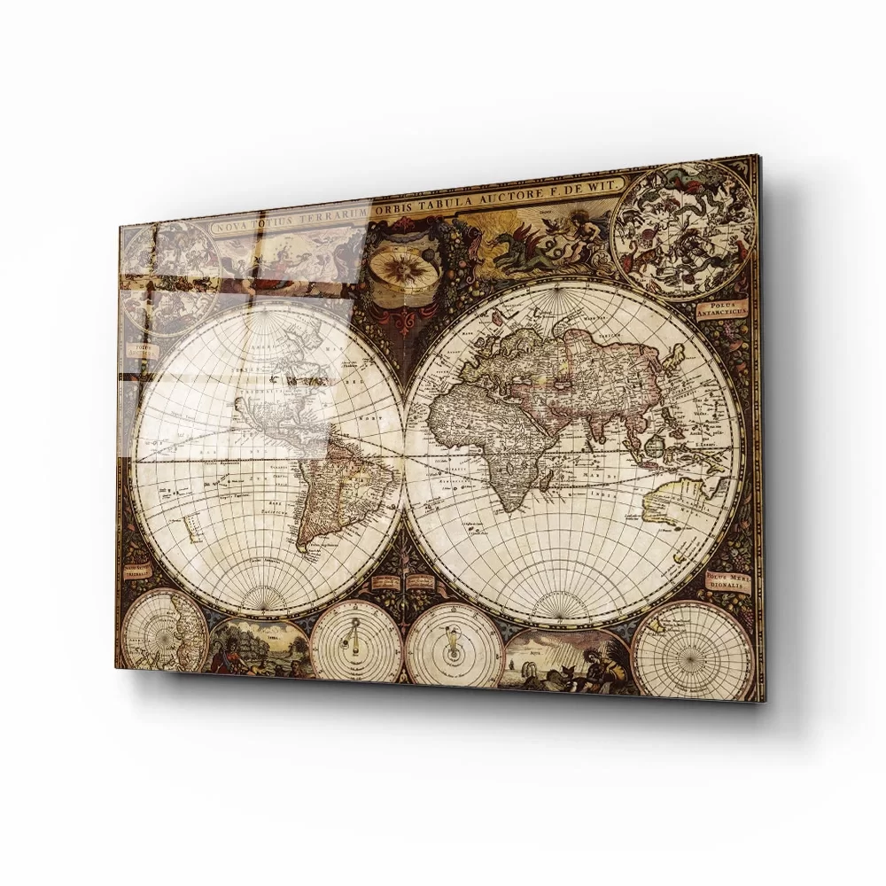 TEKNOO- World Map 53 Glass Painting