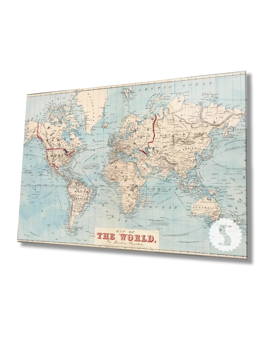 TEKNOO- World Map Map Glass Painting