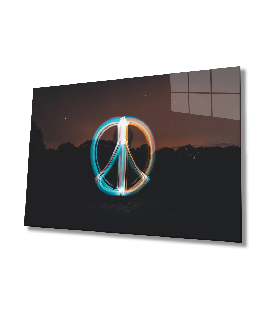 TEKNOO- Bohemian Style Painting with Night View and Symbol of Peace in the World