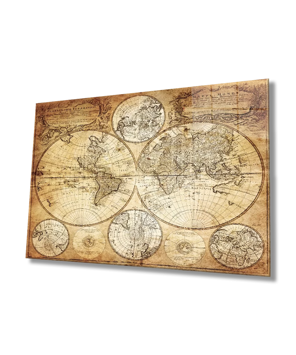 TEKNOO- Old World Map Glass Painting Home and Office Wall Decoration