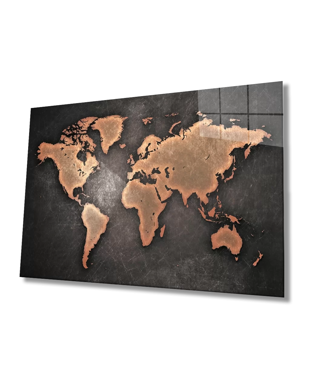 TEKNOO- Old Brown World Map Glass Painting