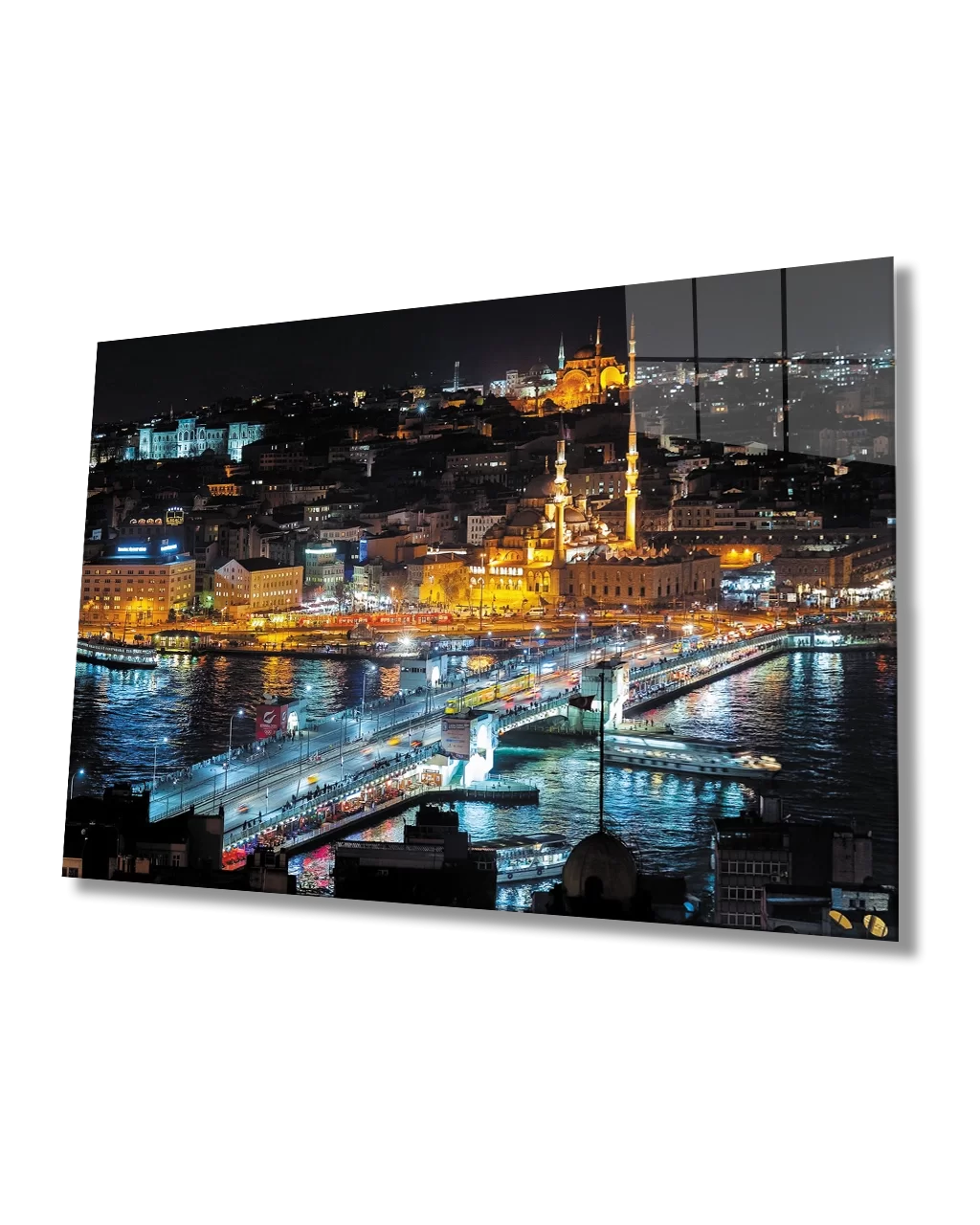 TEKNOO- Bird's Eye View of Istanbul at Night Glass Painting