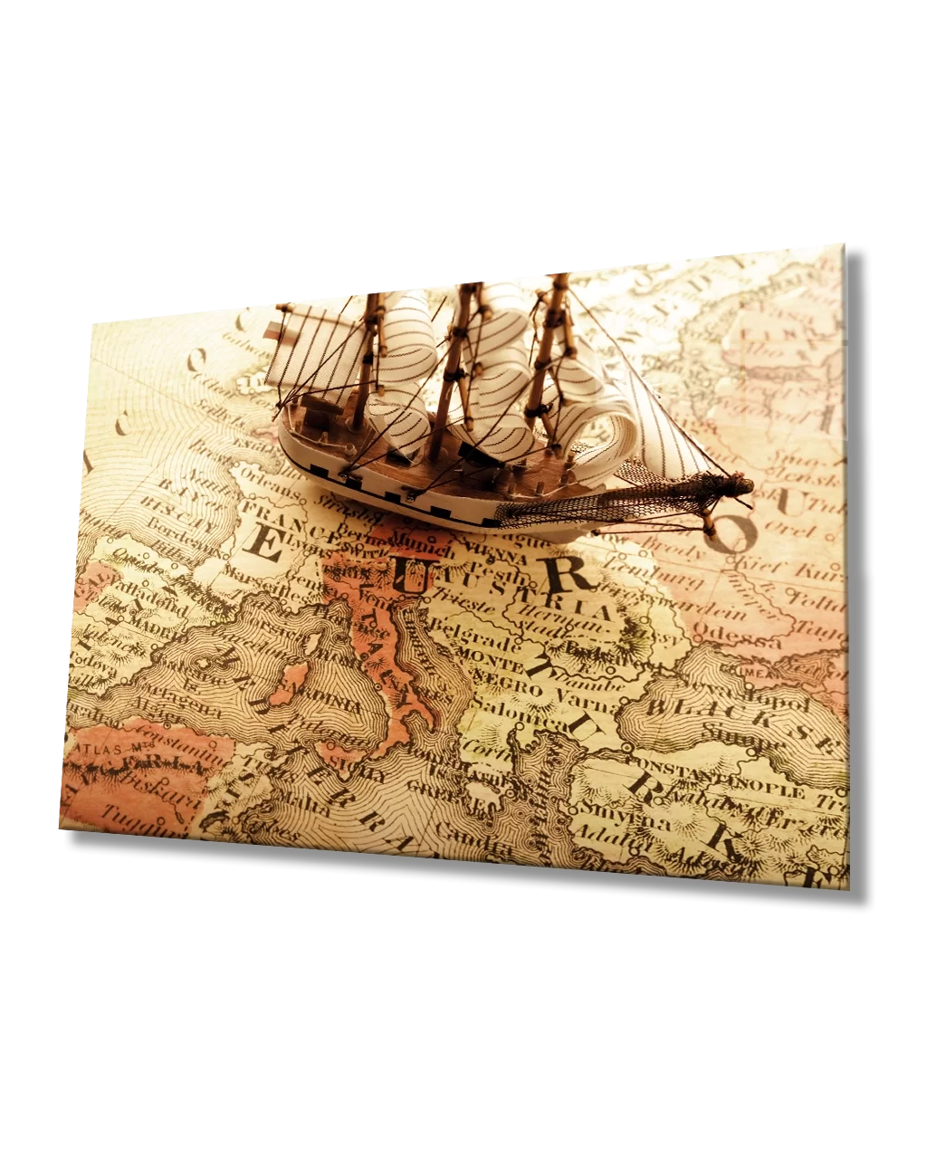 TEKNOO- Ship and World Map Glass Painting