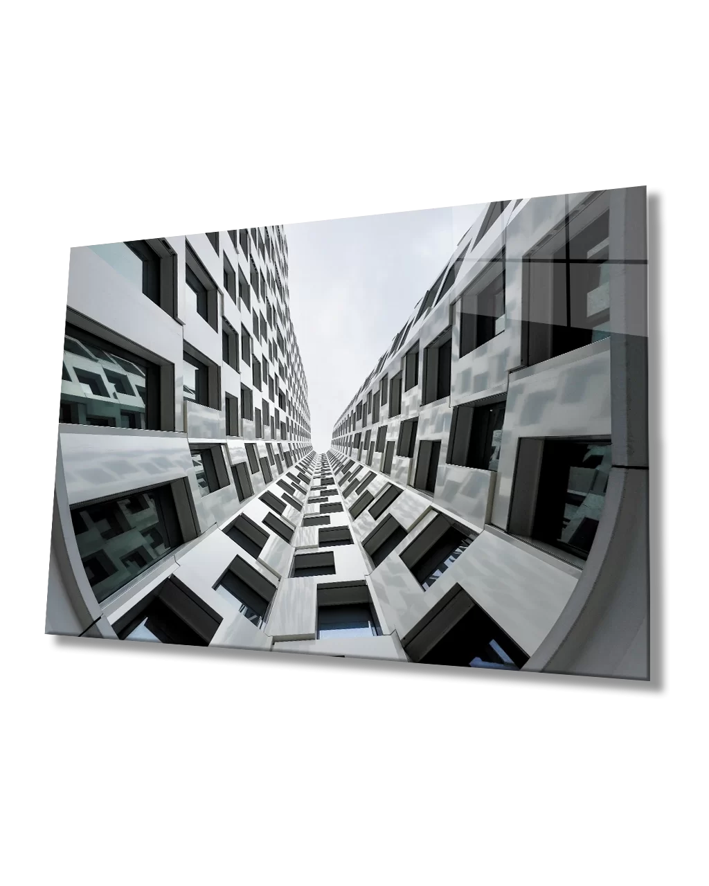 TEKNOO- Geometric Black and White Building Glass Painting