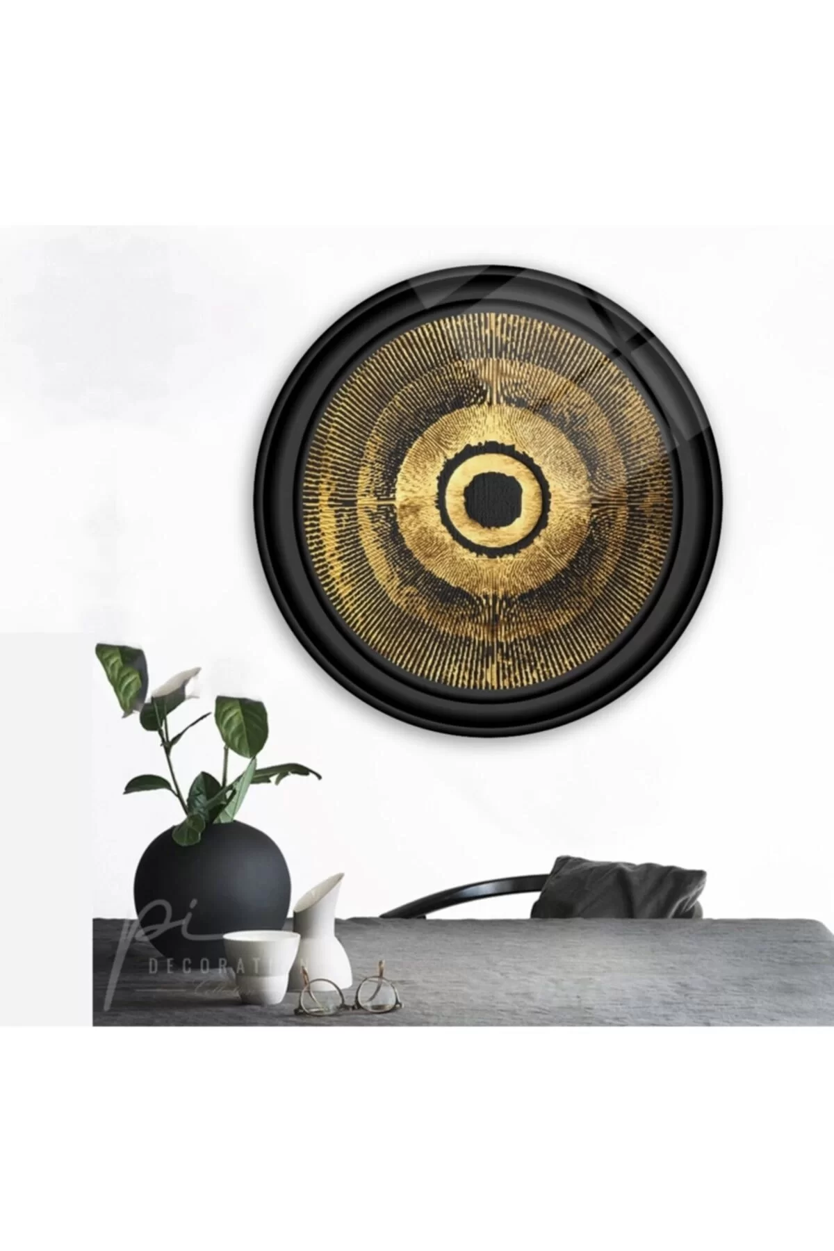 TEKNOO- Gold Patterns Round Glass Table