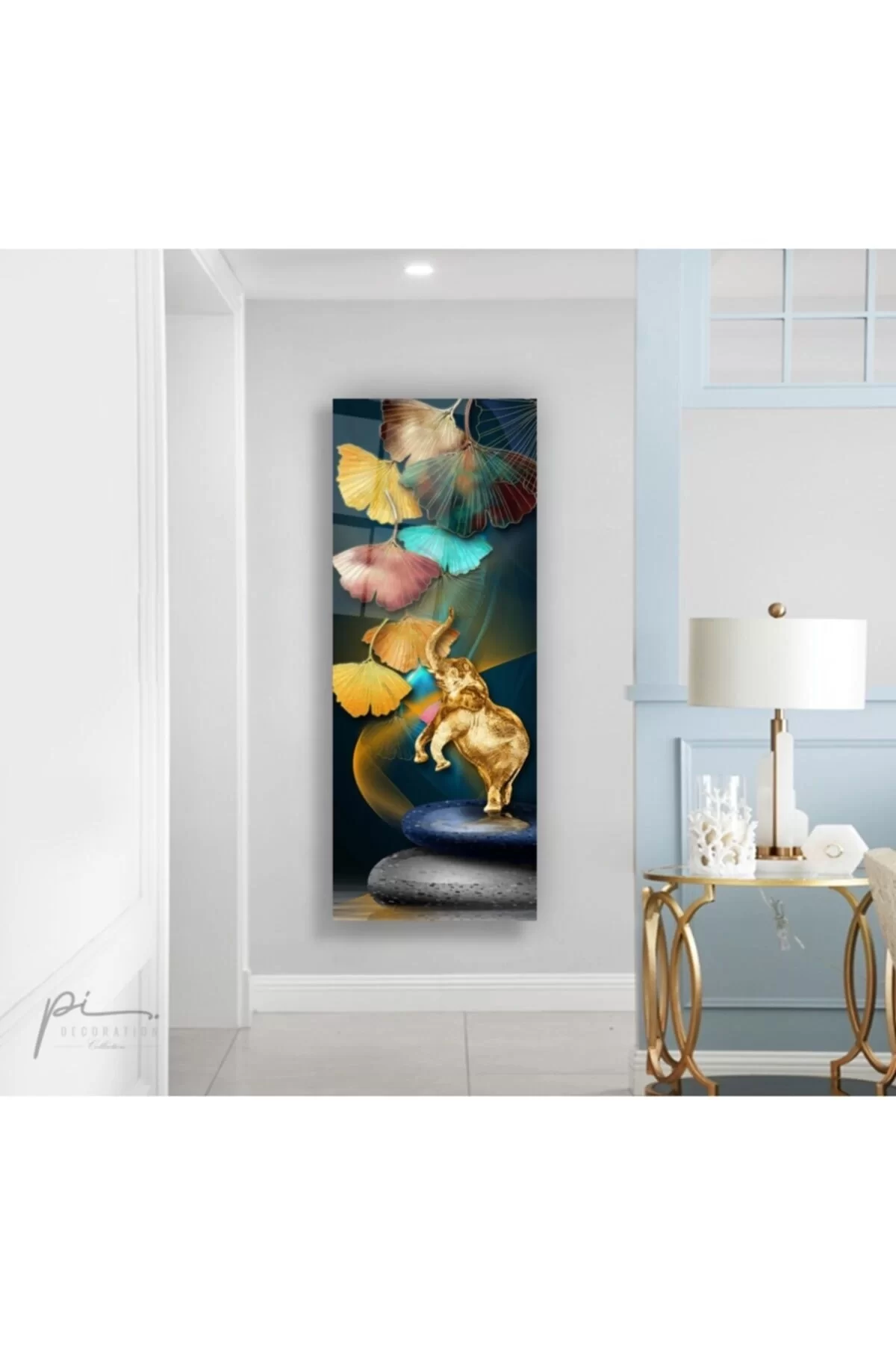 TEKNOO- Gold Elephant Panoramic Glass Painting