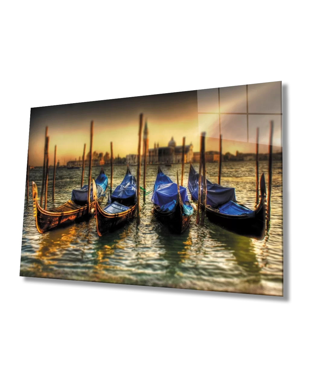 TEKNOO- Boats at Sunset Glass Painting