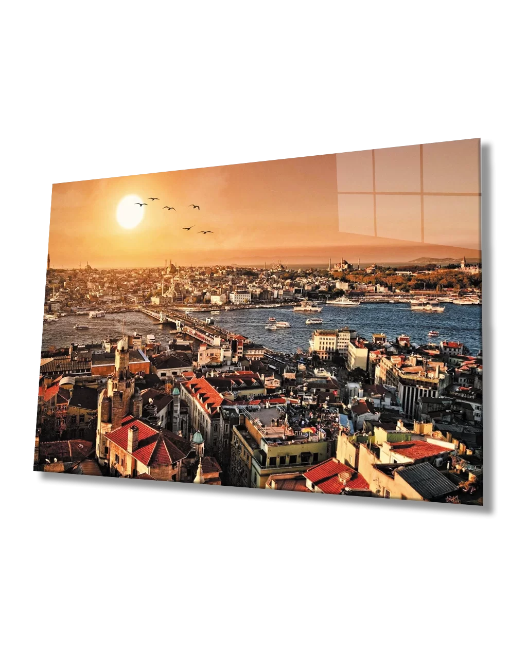 TEKNOO- Bird's Eye View of Istanbul at Sunset Glass Painting