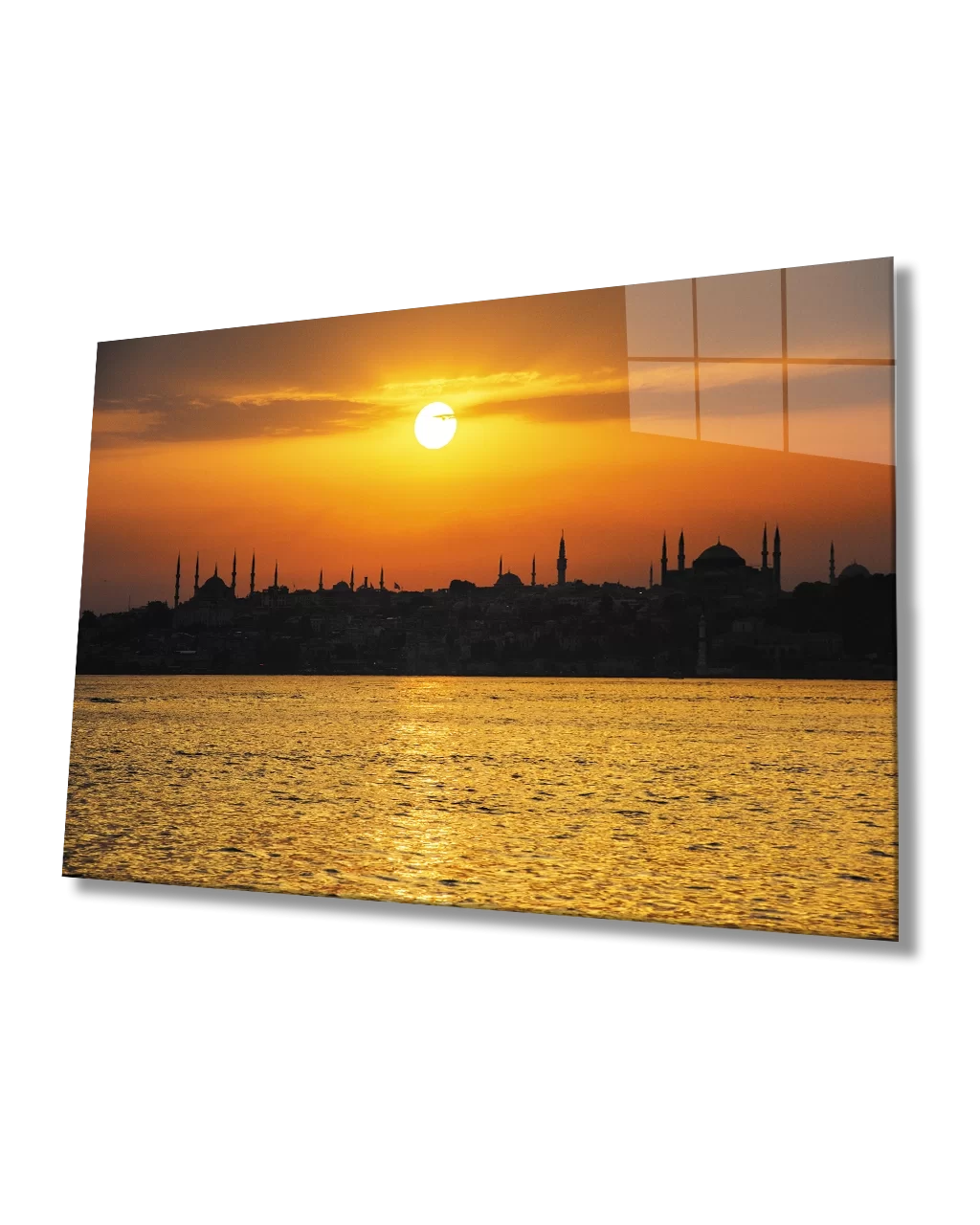 TEKNOO- Istanbul Seascape at Sunset Glass Painting