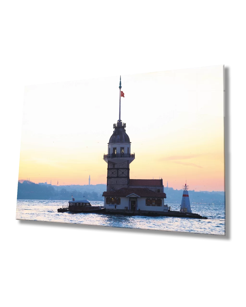 TEKNOO- Istanbul Maiden's Tower View at Sunset Glass Painting