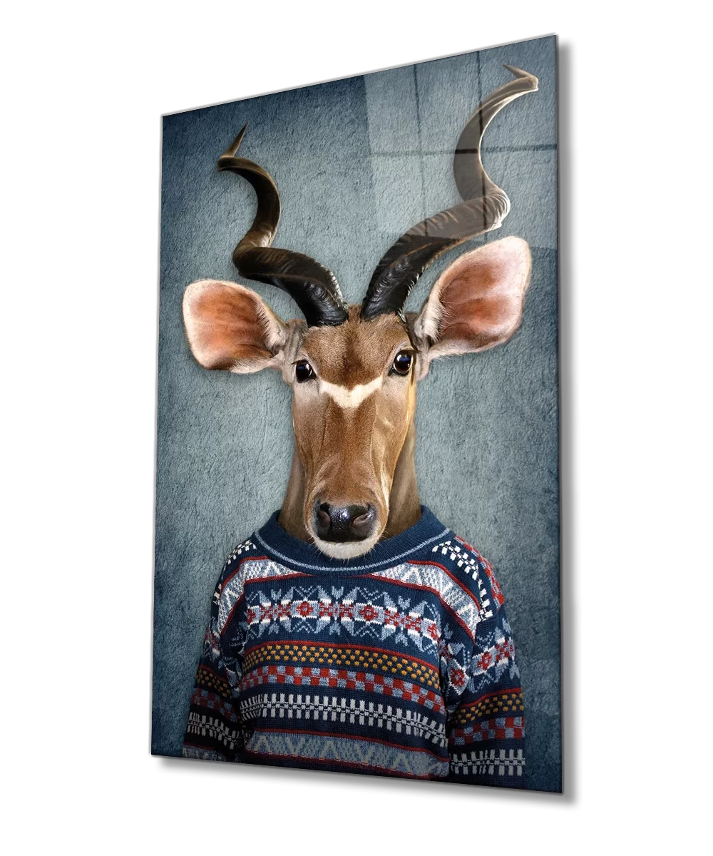 TEKNOO- Deer Animal Portrait with Human Body Glass Painting