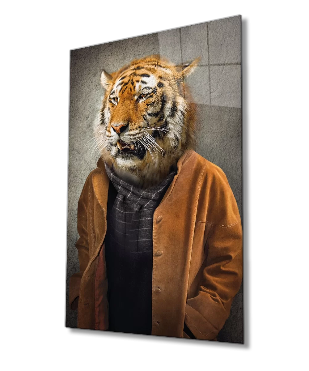 TEKNOO- Tiger Animal Portrait with Human Body Glass Painting