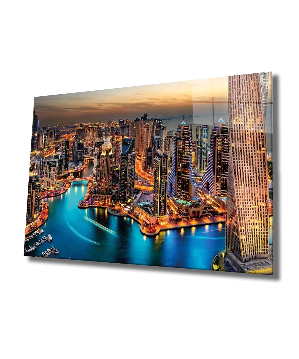 TEKNOO- Illuminated City Glass Painting, Night City