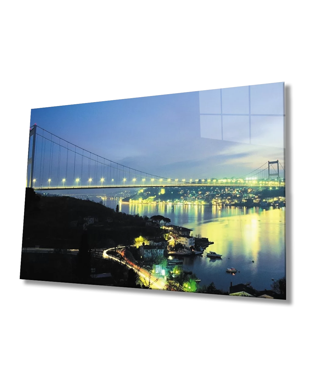 TEKNOO- Istanbul Night Bosphorus Bridge View Glass Painting