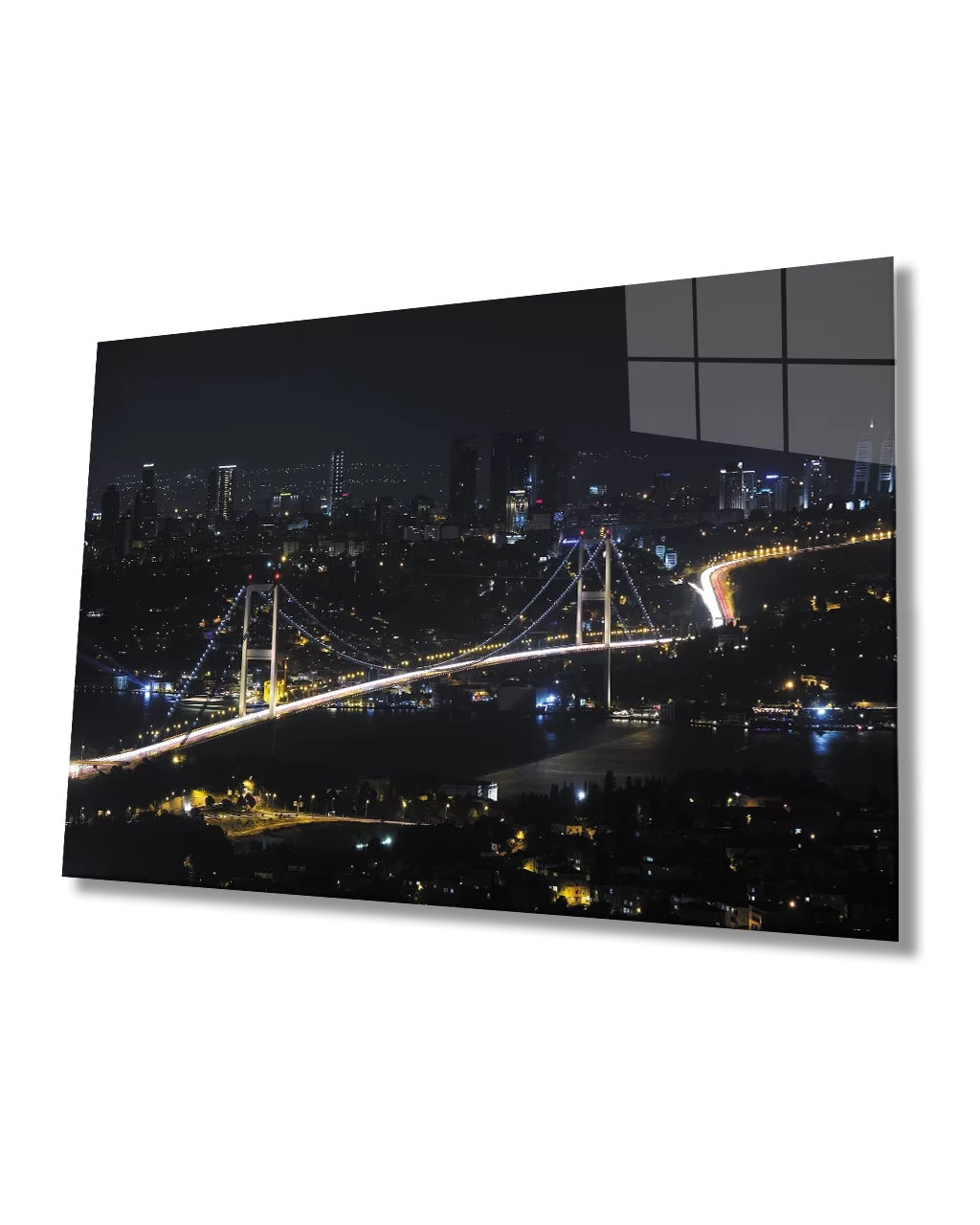 TEKNOO- Istanbul Night Bosphorus Bridge View Glass Painting