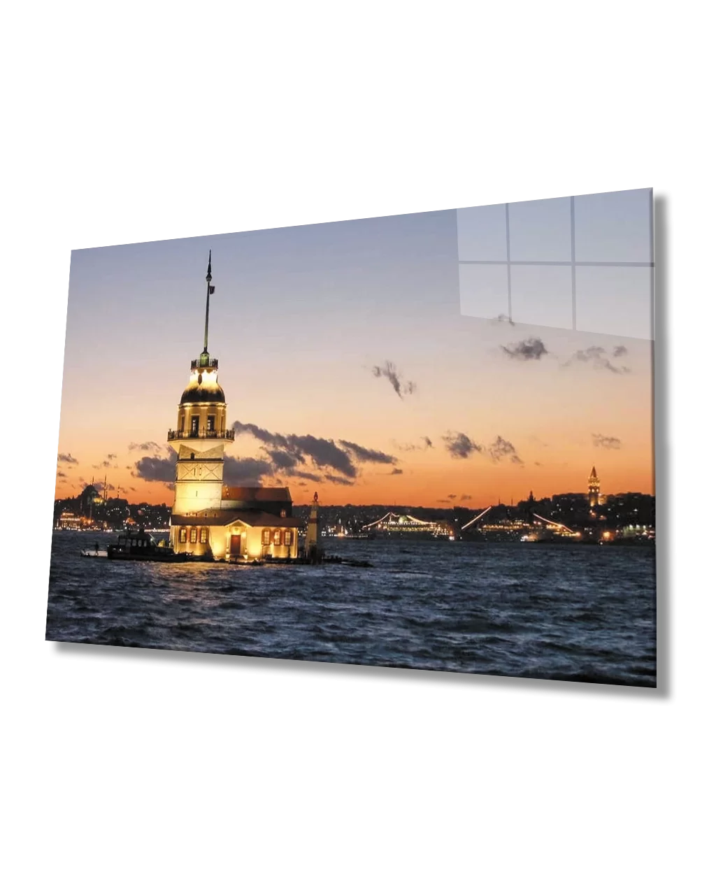 TEKNOO- Istanbul Sunset Maiden's Tower View Glass Painting