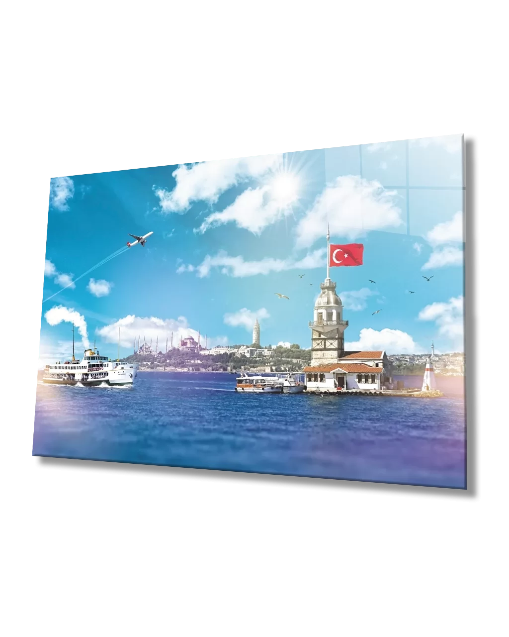 TEKNOO- Istanbul Maiden's Tower Turkish Flag and DenizCam Painting