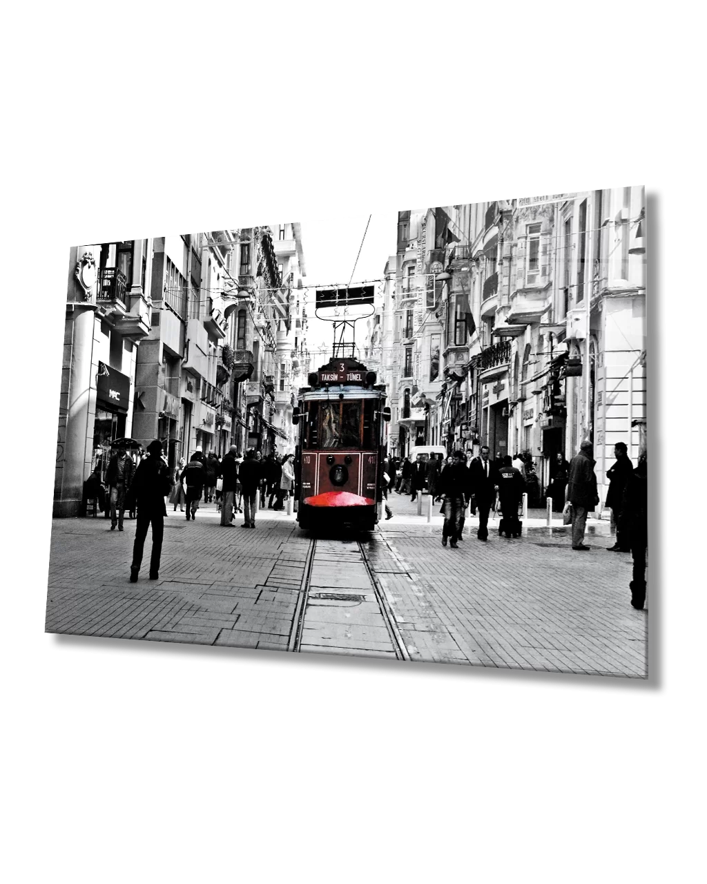 TEKNOO- Istanbul Black and White Taksim Tram Glass Painting