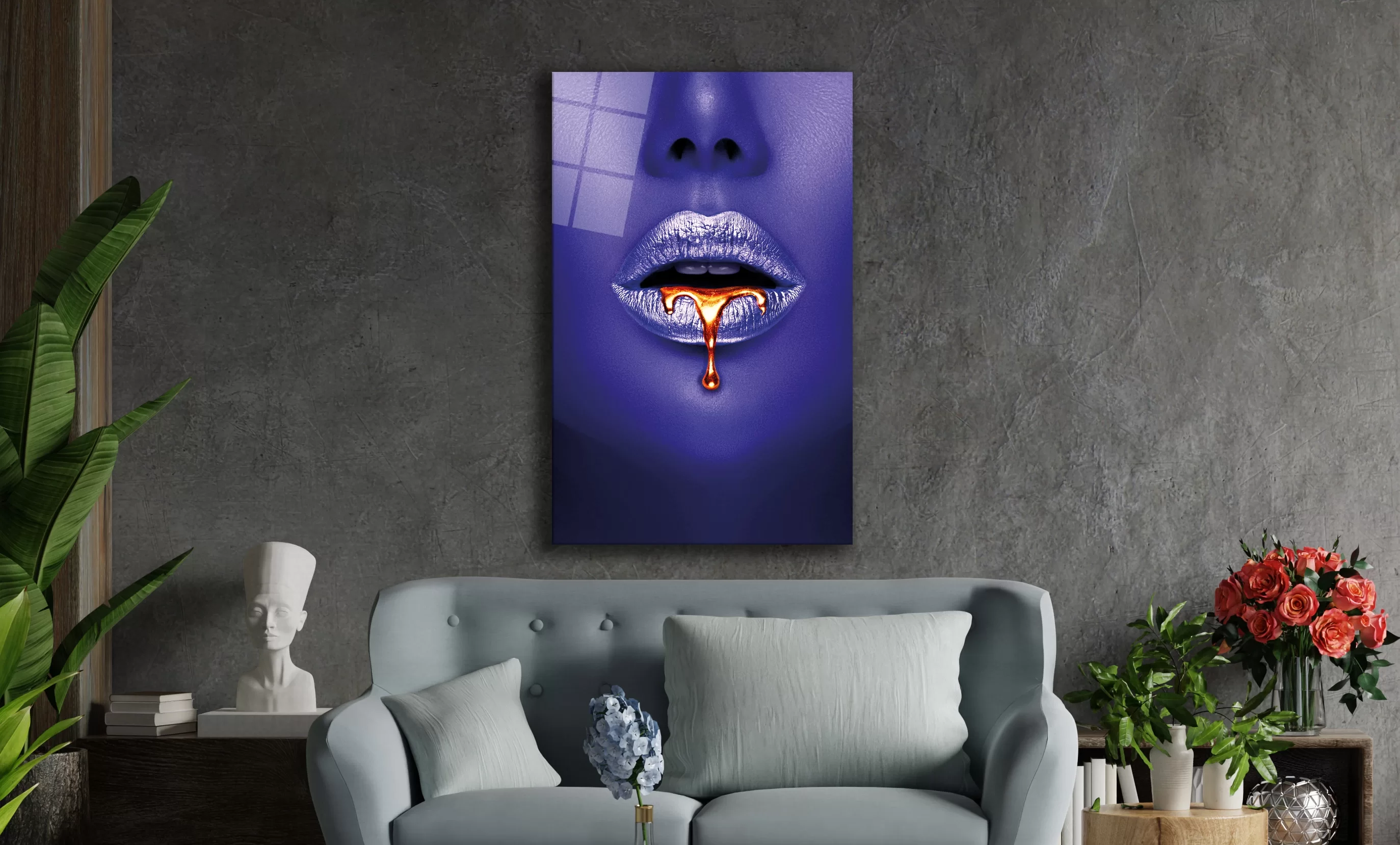 TEKNOO- Woman Purple Color Vertical Glass Painting