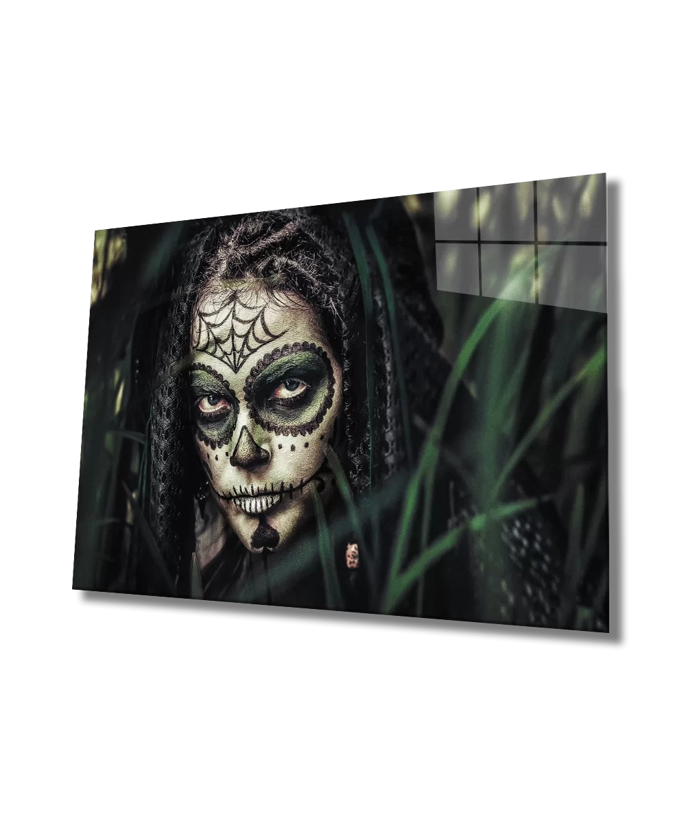 TEKNOO- Skull Make-up Native Woman Glass Painting