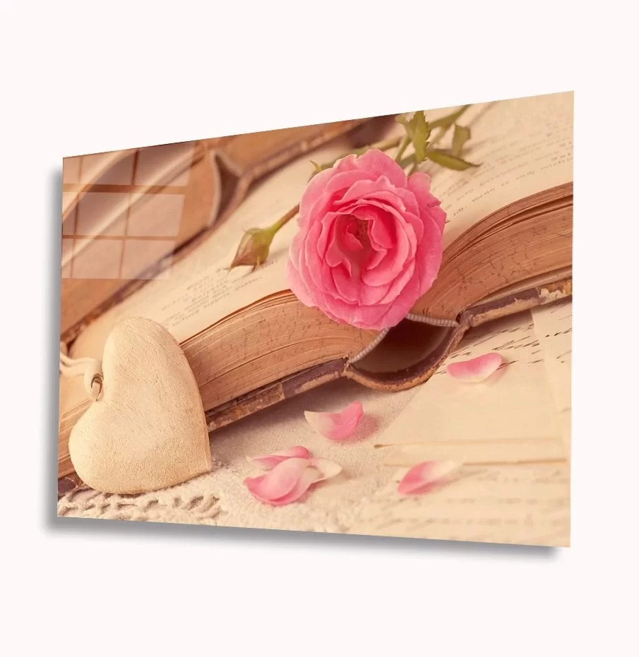 TEKNOO- Heart, Book and Rose Glass Painting