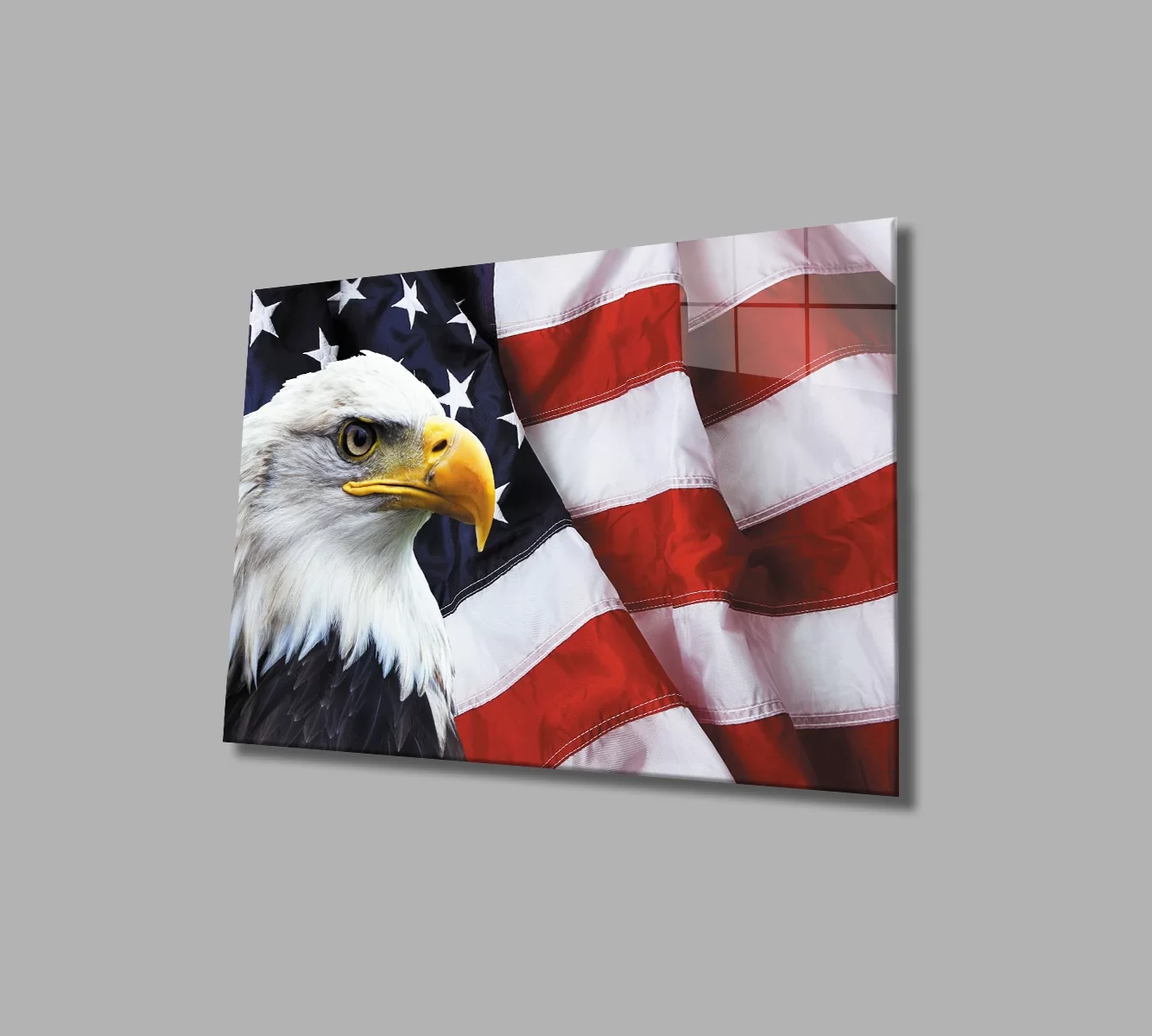 TEKNOO- American Flag with Eagle Glass Painting American Eagle Flag