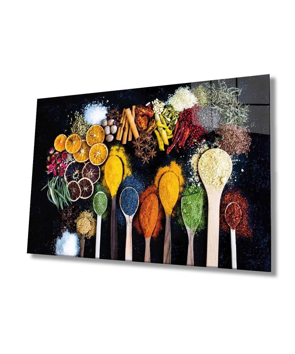 TEKNOO- Spices on Spoons Glass Painting Fruits on Spoon