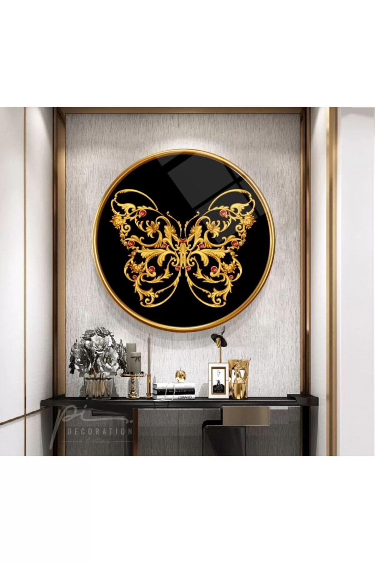 TEKNOO- Butterfly Round Glass Painting