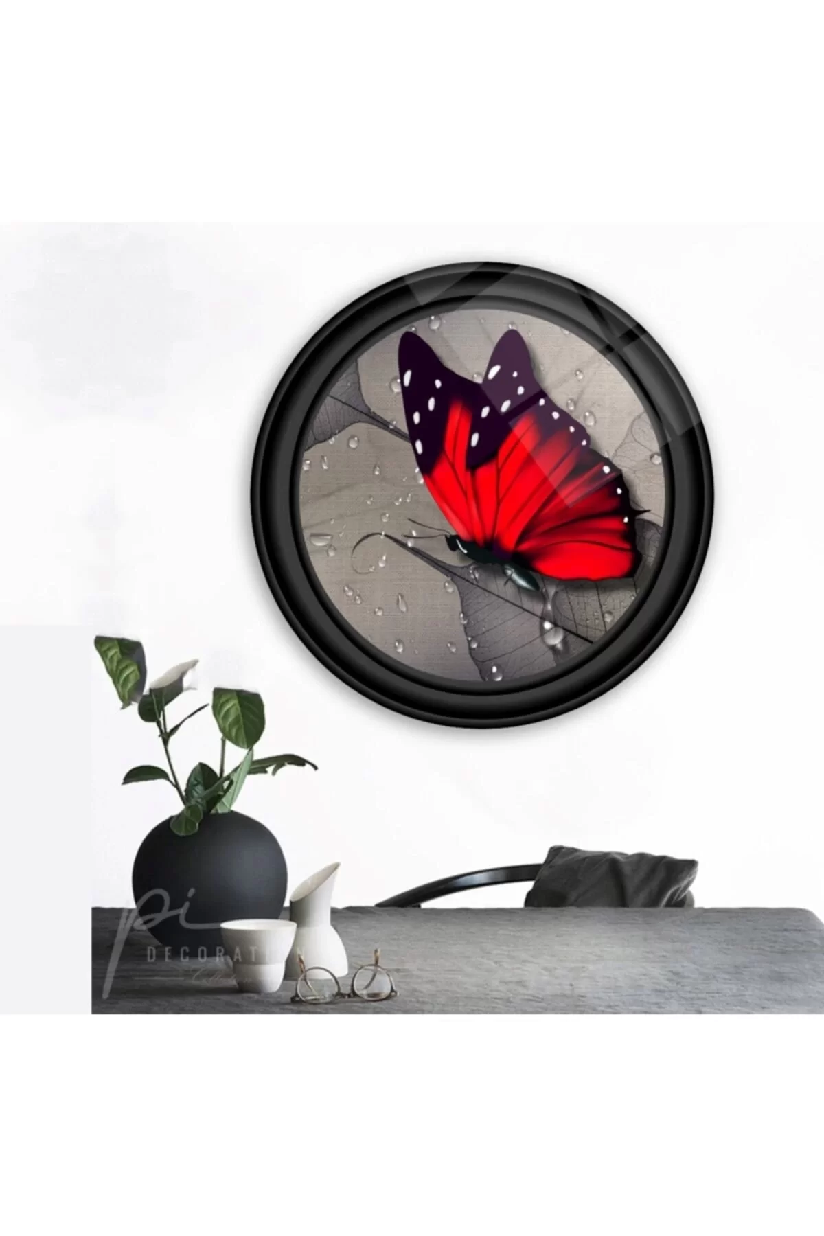 TEKNOO- Butterfly Round Glass Painting