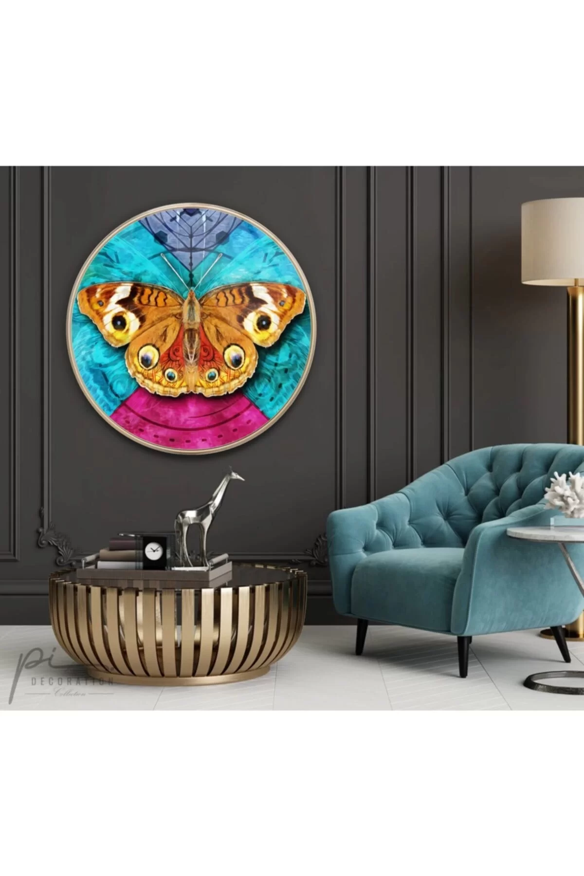 TEKNOO- Butterfly Round Glass Painting