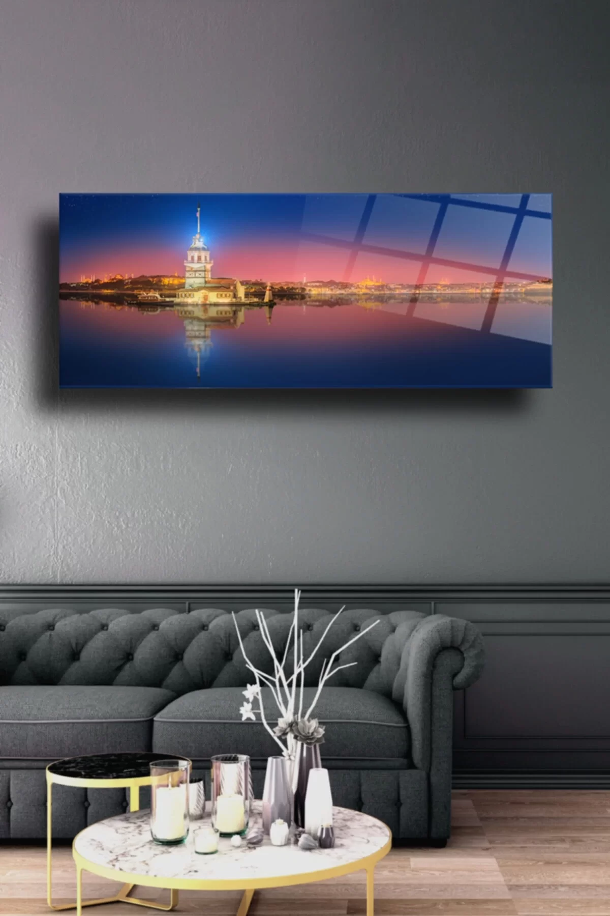 TEKNOO- Maiden's Tower Panoramic Glass Painting, Decorative Wall Decoration