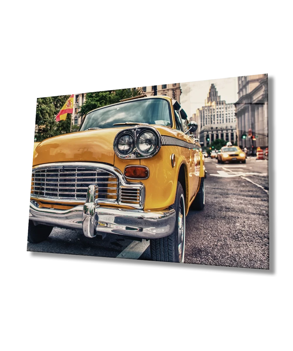 TEKNOO- Classic Car Street Building Glass Painting Home and Office Wall Decoration