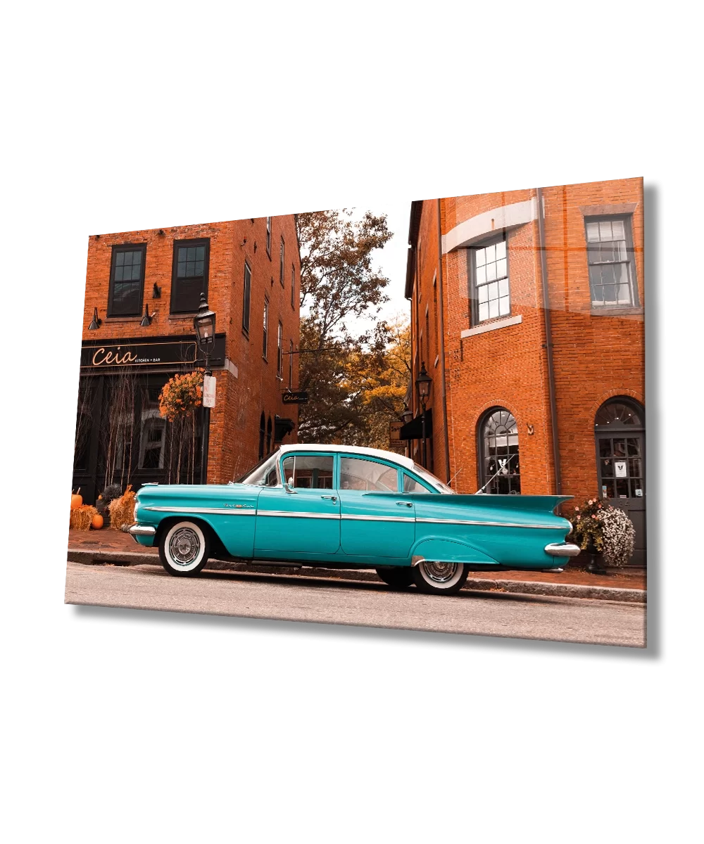 TEKNOO- Classic Car Street Building Glass Painting Home and Office Wall Decoration