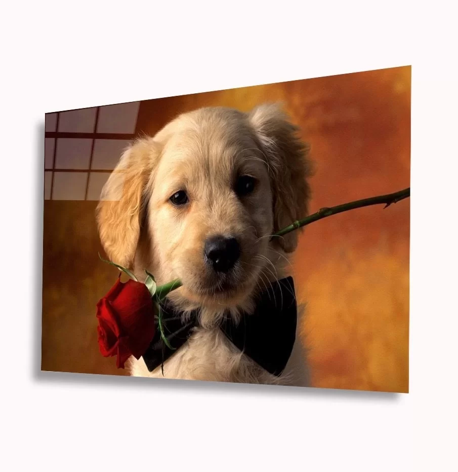 TEKNOO- Dog and Rose Glass Painting