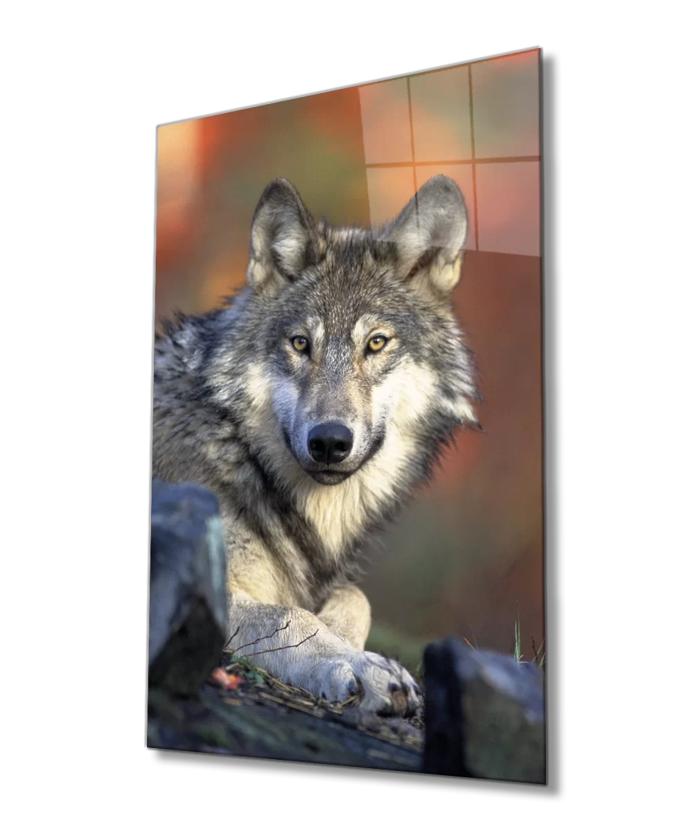 TEKNOO- Wolf Animal Portrait Glass Painting Home and Office Wall Decoration