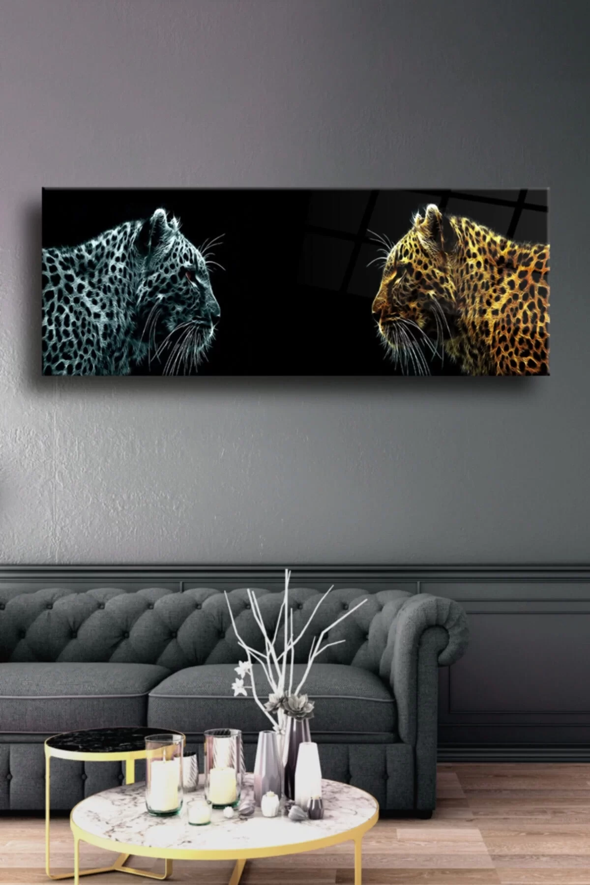 TEKNOO- Leopard Glass Painting, Decorative Wall Decoration