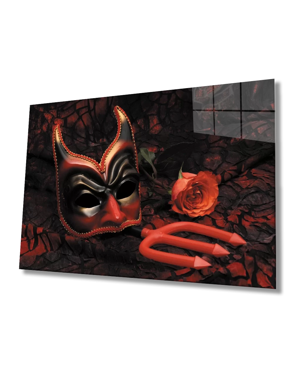 TEKNOO- Mask Red Rose Glass Table Mask Red Rose Table