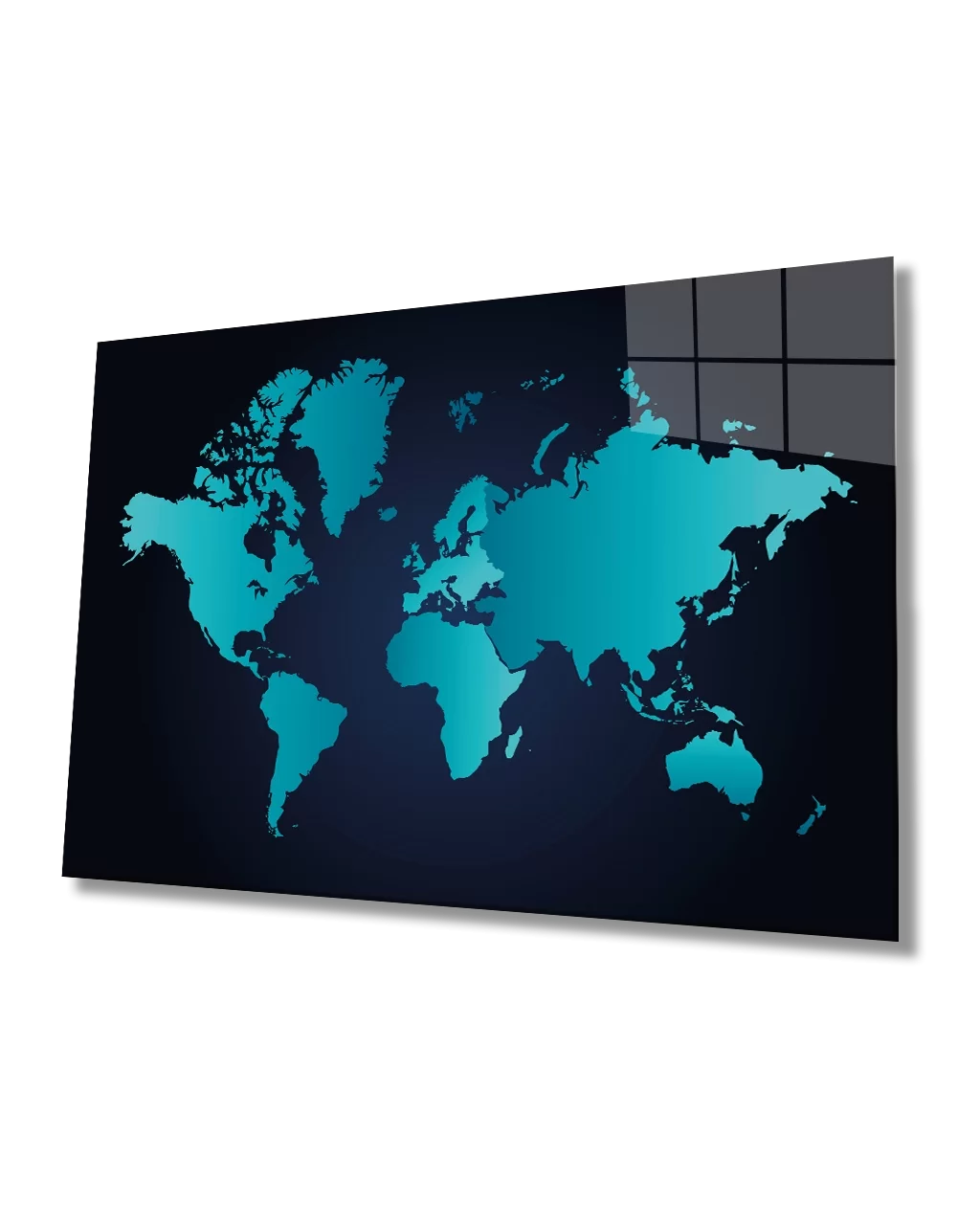 TEKNOO- Blue World Map Glass Painting