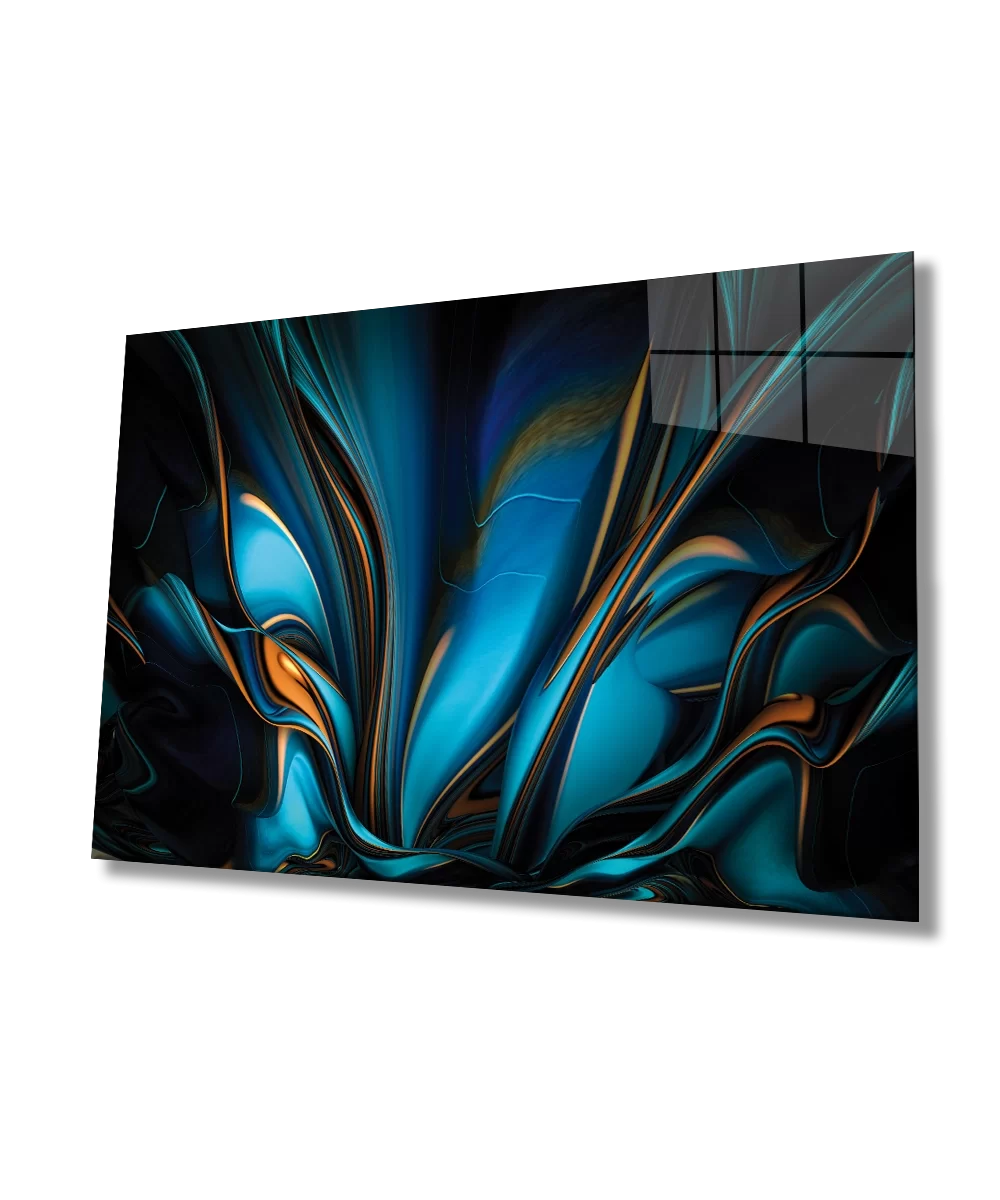 TEKNOO- Blue Orange Abstract Glass Painting Durable Glass