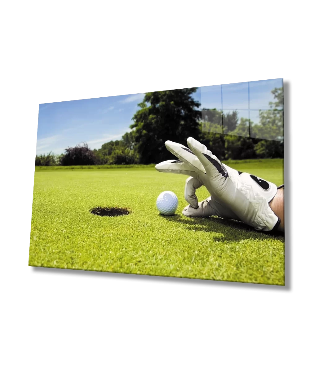 TEKNOO- Game Golf Ball Glove Green Landscape Glass Table