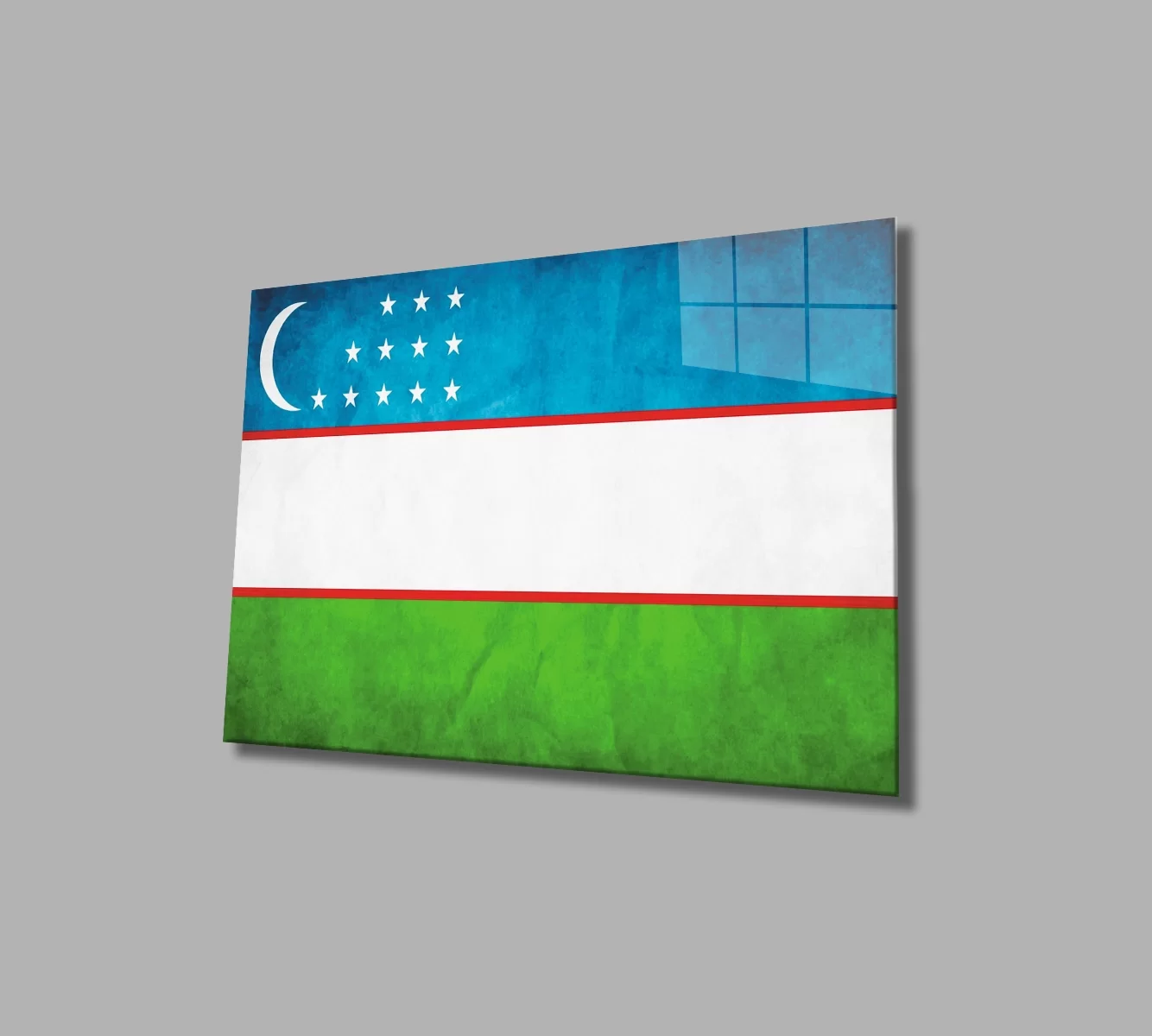 TEKNOO- Uzbekistan Flag Glass Painting Uzbekistan Flag