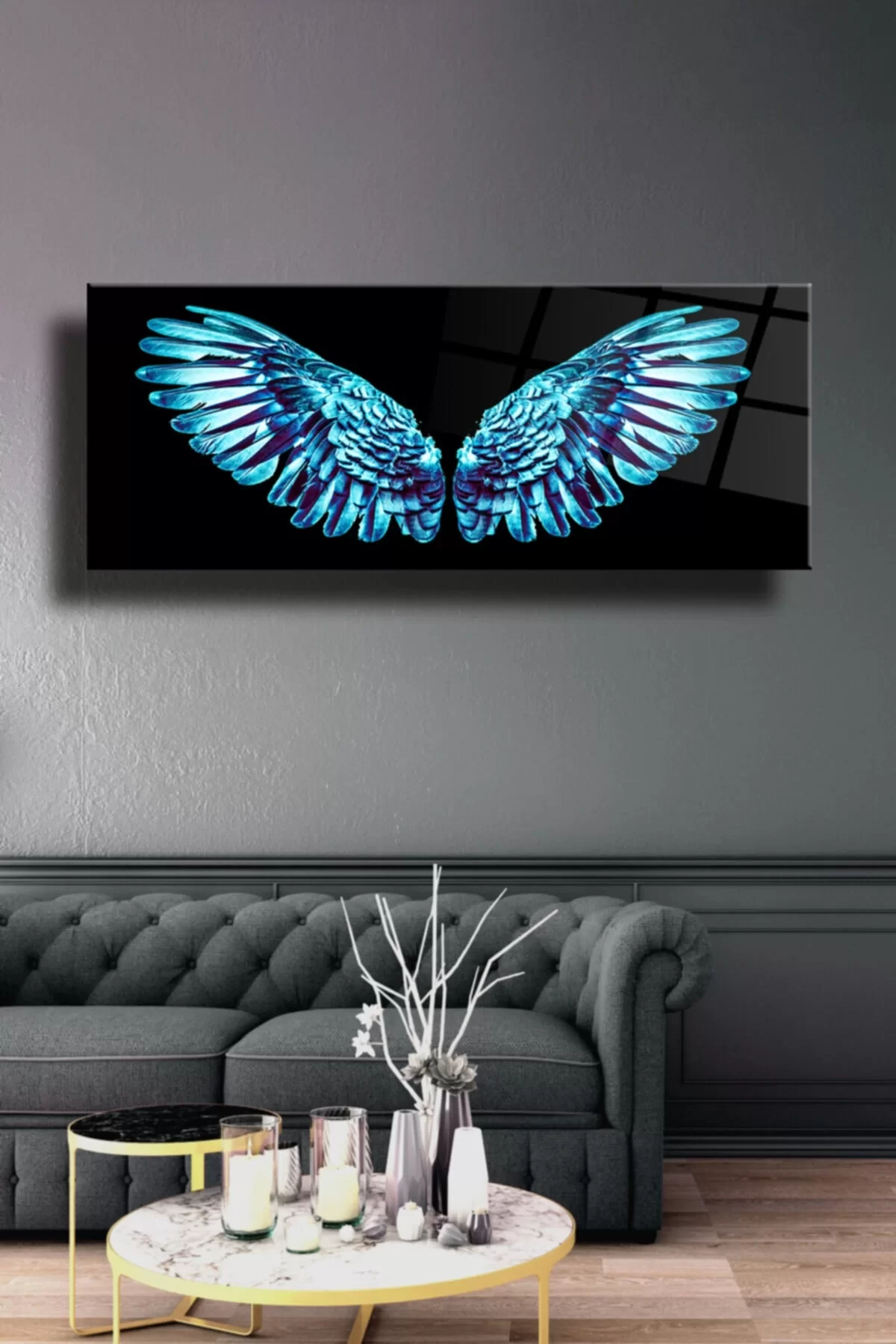 TEKNOO- Panoramic Wing Glass Painting, Decorative Wall Decoration