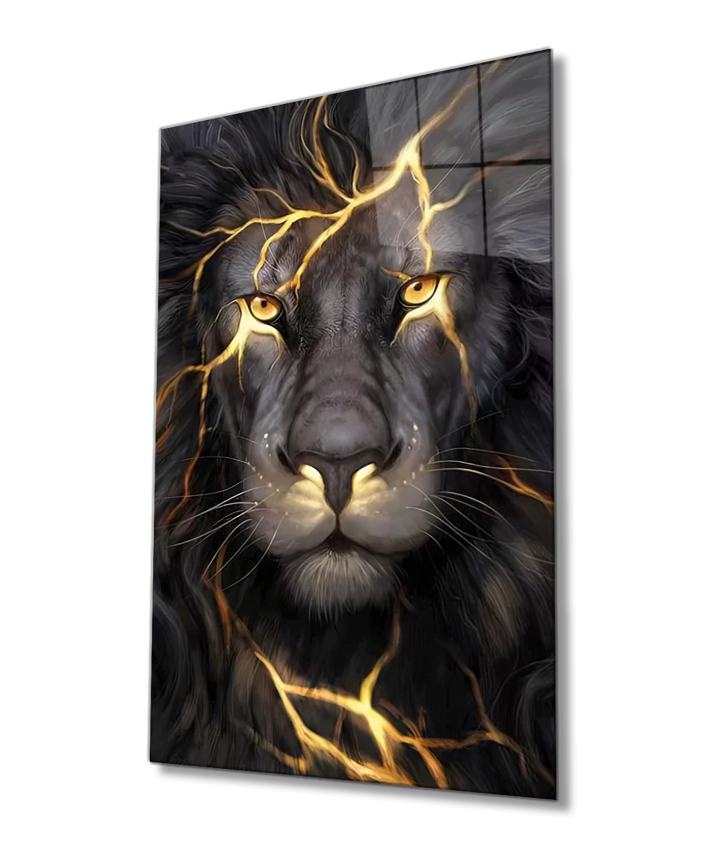 TEKNOO- Yellow Eyed Lion Animal Portrait Glass Painting