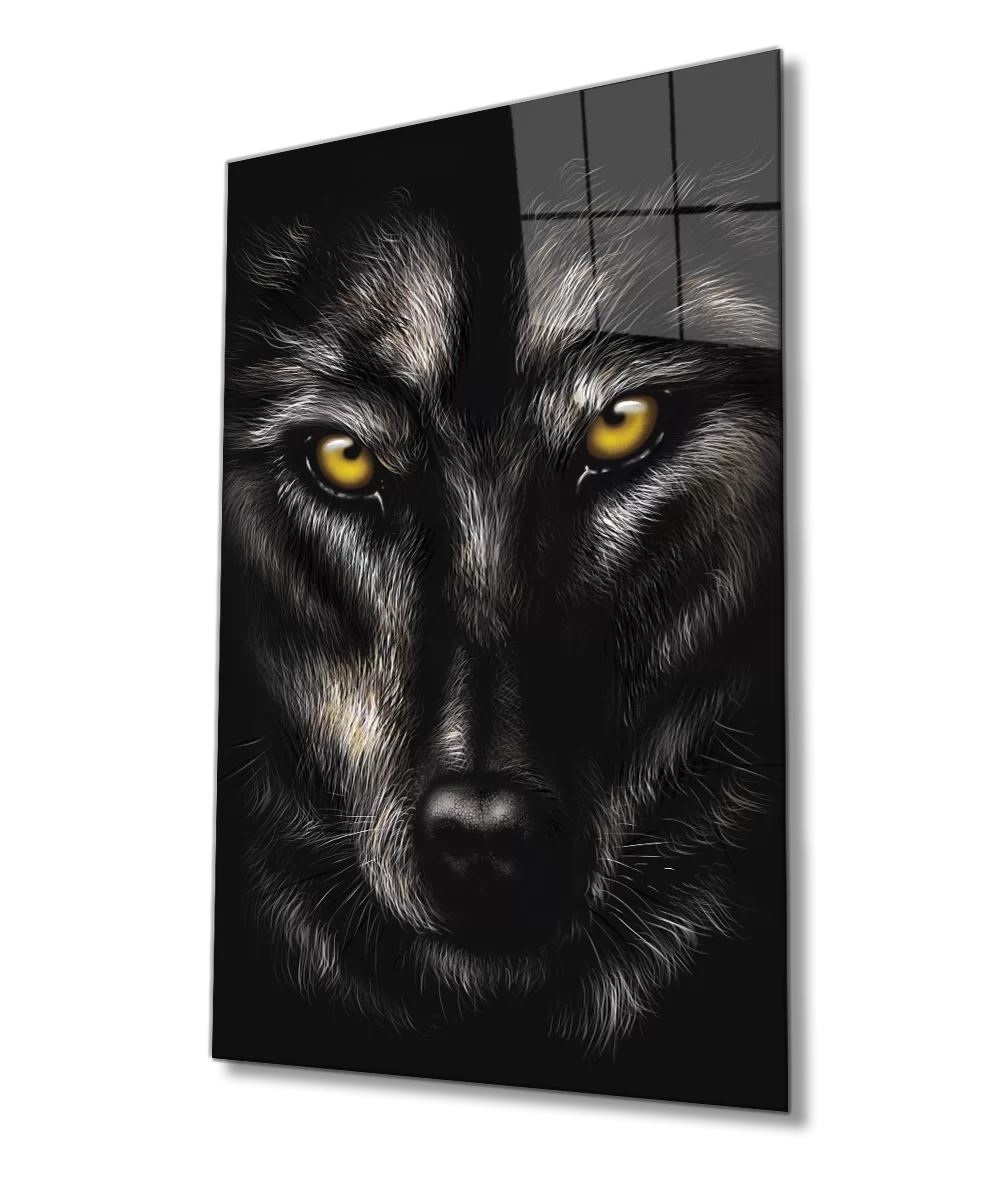 TEKNOO- Yellow Eyed Wolf Animal Portrait Glass Painting