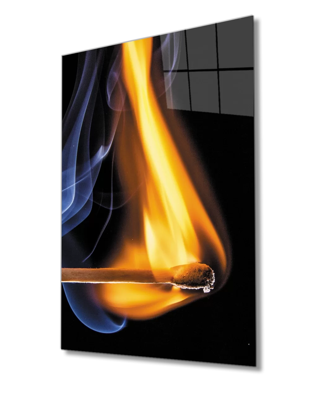 TEKNOO- Yellow Blue Fire Burning Matches Glass Painting