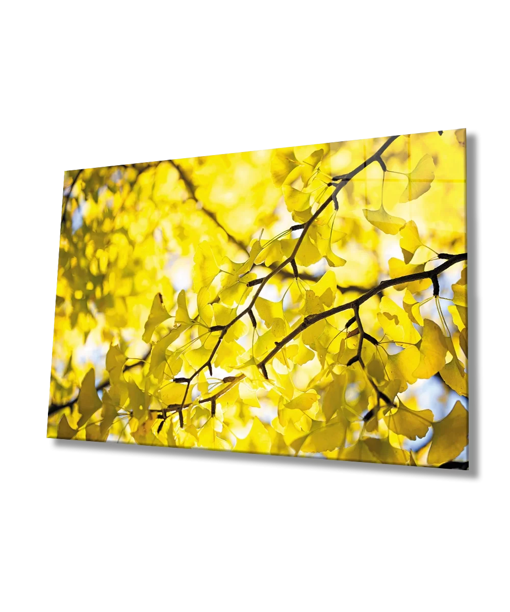 TEKNOO- Yellow Green Leaves Glass Painting