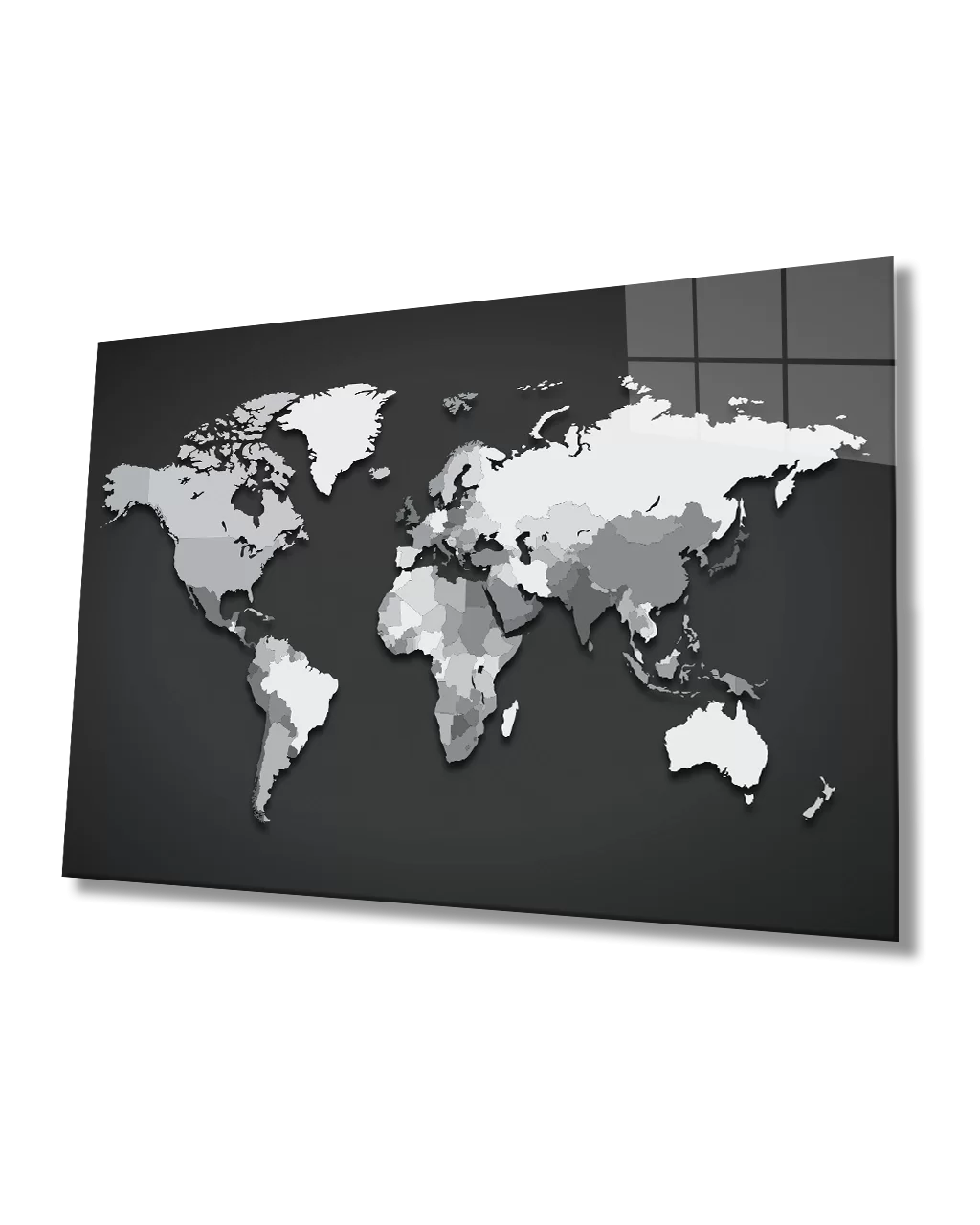 TEKNOO- Black and White World Map Glass Painting