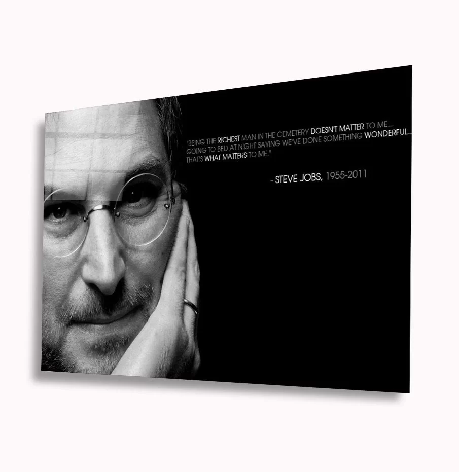 TEKNOO- Black and White Human Photographs Steve Jobs Glass Painting