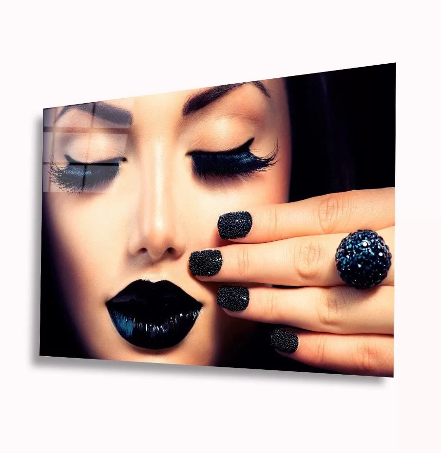 TEKNOO- Woman with Black Makeup Glass Painting Black Makeup Girl