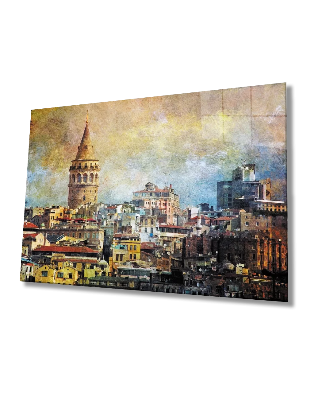 TEKNOO- Watercolor Istanbul Galata Tower Glass Painting